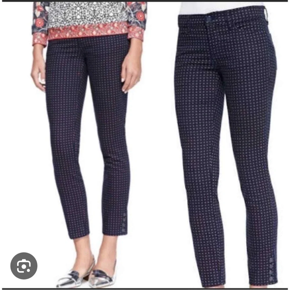 Tory Burch Navy Daisy Dot Emmy Floral Patterned Pants